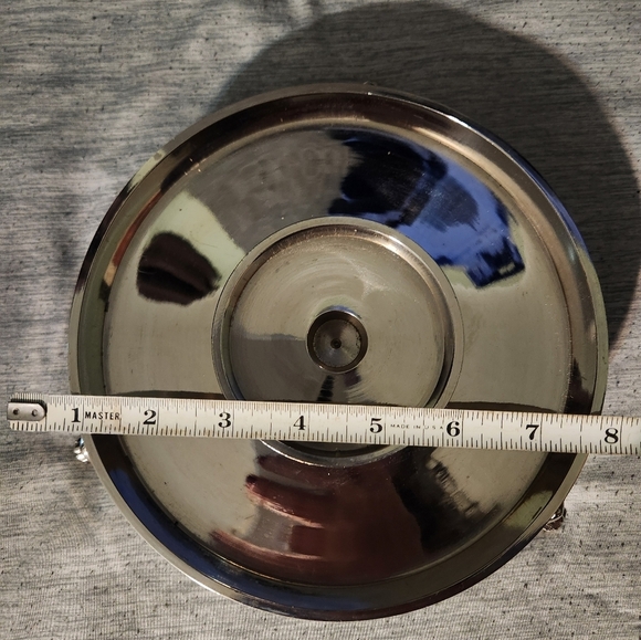 Silver Pillar/Taper Candle Holder Potpourri, Sand, Pebbles, Footed 8" x 3" Heavy - Picture 8 of 12